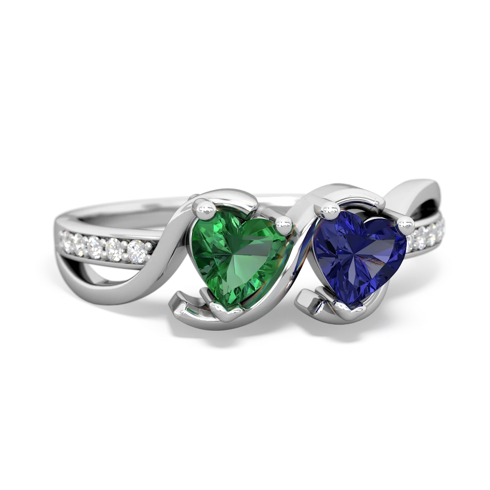 Lab Emerald Side By Side 14K White Gold ring R3090