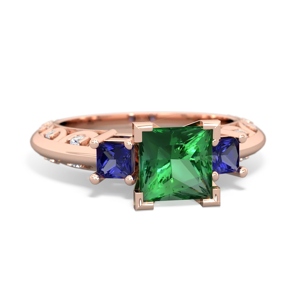 Lab Emerald Eternal Embrace Engagement 14K Rose Gold ring C2001