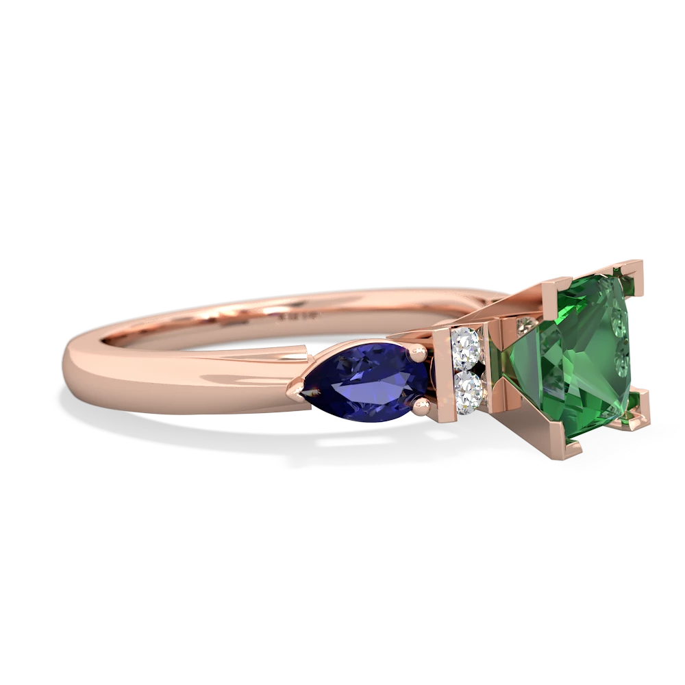 Lab Emerald 6Mm Princess Eternal Embrace Engagement 14K Rose Gold ring C2002
