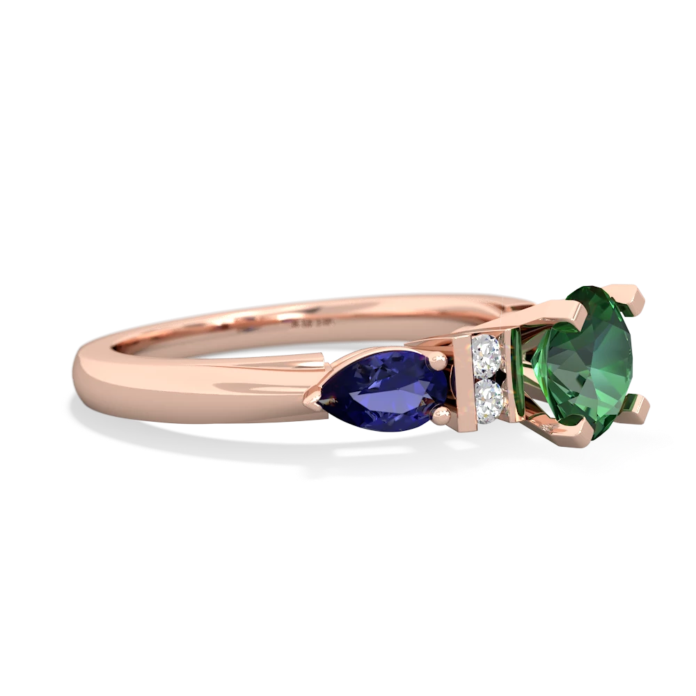 Lab Emerald 6Mm Round Eternal Embrace Engagement 14K Rose Gold ring R2005