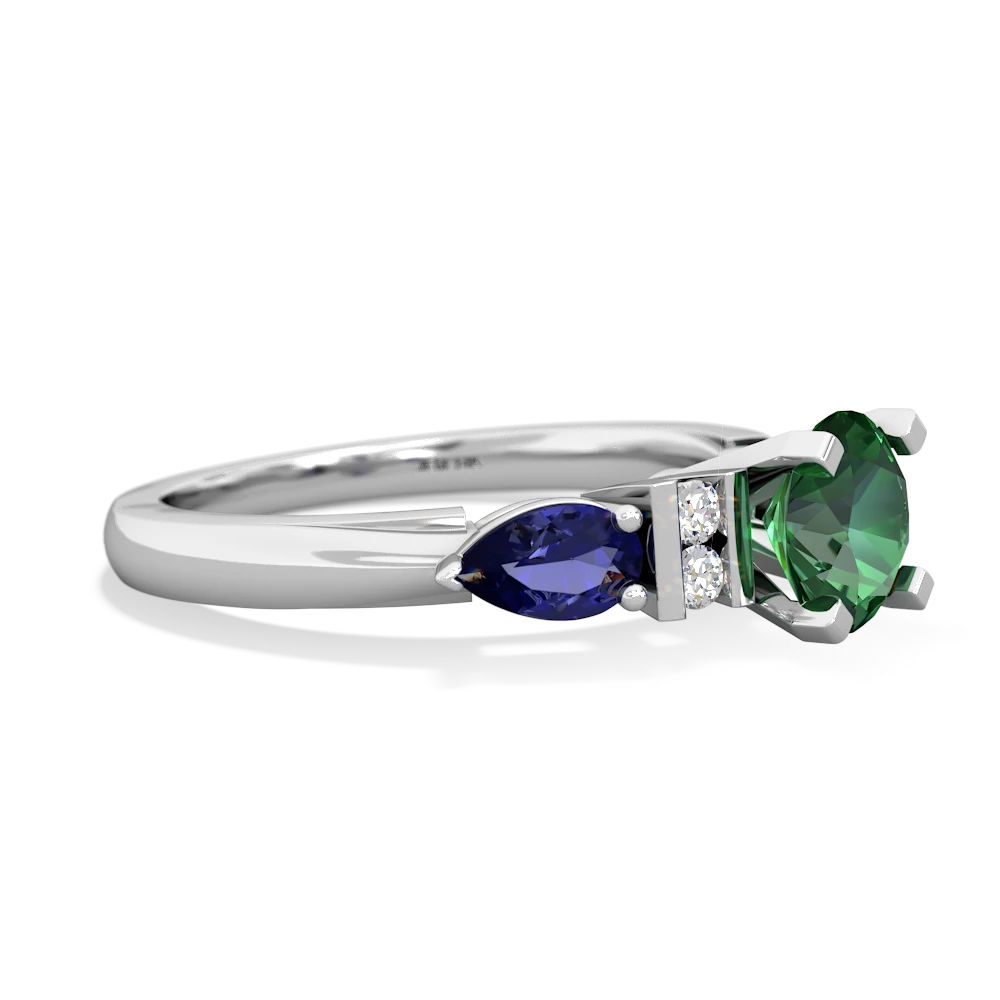 Lab Emerald 6Mm Round Eternal Embrace Engagement 14K White Gold ring R2005