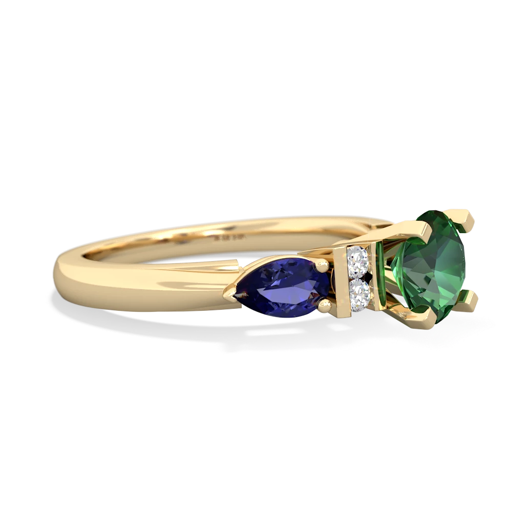 Lab Emerald 6Mm Round Eternal Embrace Engagement 14K Yellow Gold ring R2005