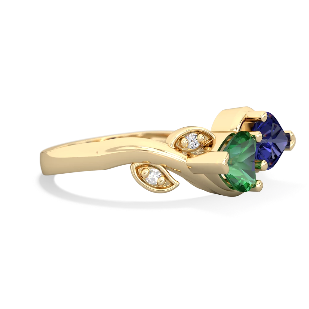 Lab Emerald Floral Elegance 14K Yellow Gold ring R5790