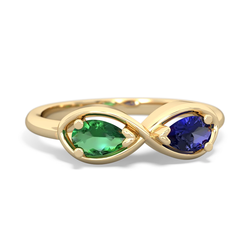 Lab Emerald Infinity 14K Yellow Gold ring R5050