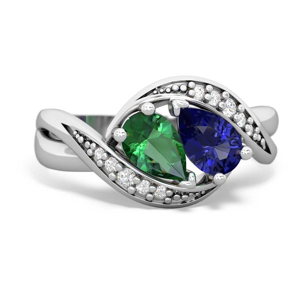 Lab Emerald Summer Winds 14K White Gold ring R5342