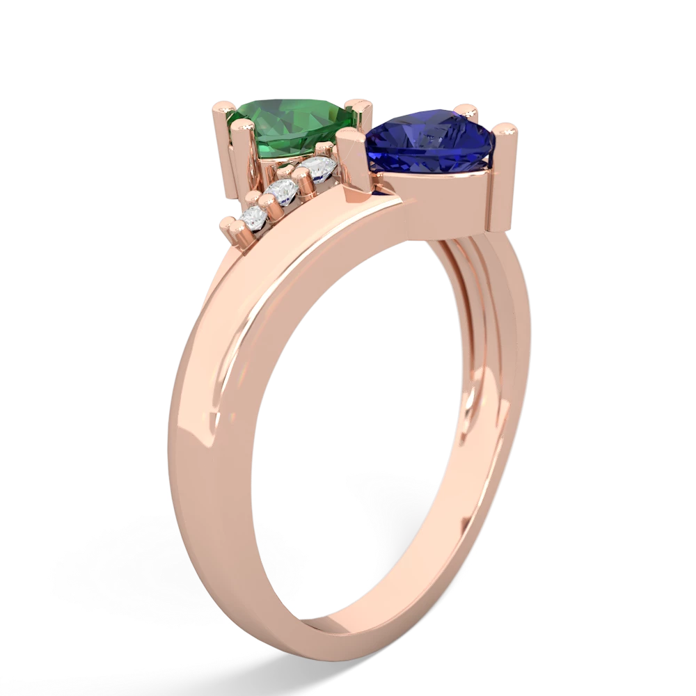 Lab Emerald Heart To Heart 14K Rose Gold ring R2064