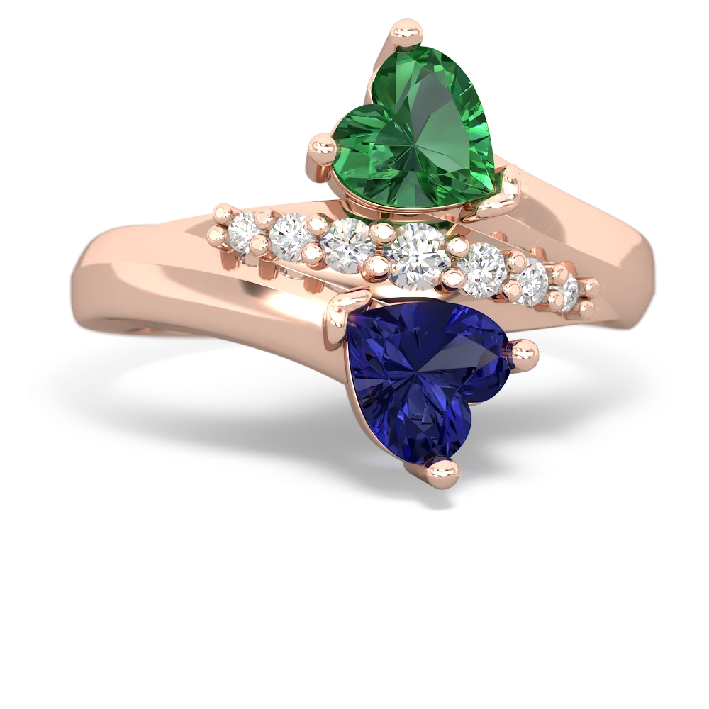 Lab Emerald Heart To Heart 14K Rose Gold ring R2064