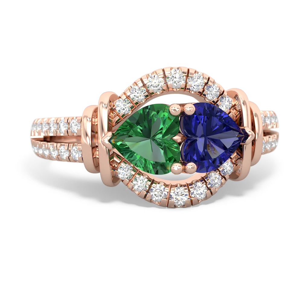 Lab Emerald Art-Deco Keepsake 14K Rose Gold ring R5630