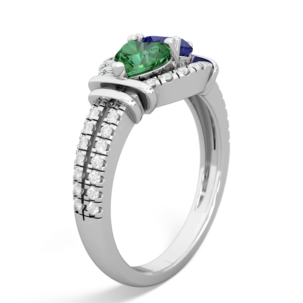 Lab Emerald Art-Deco Keepsake 14K White Gold ring R5630