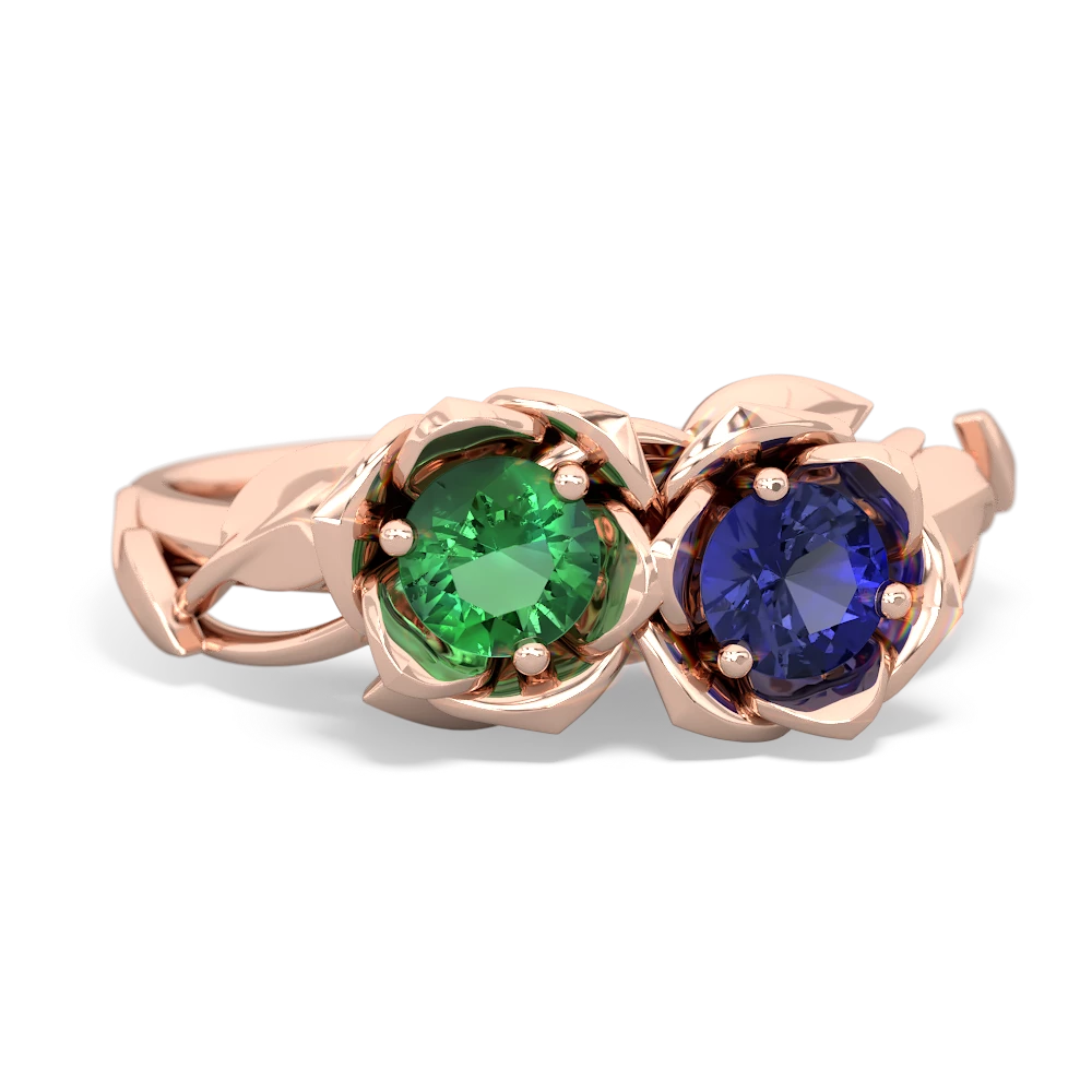 Lab Emerald Rose Garden 14K Rose Gold ring R5510