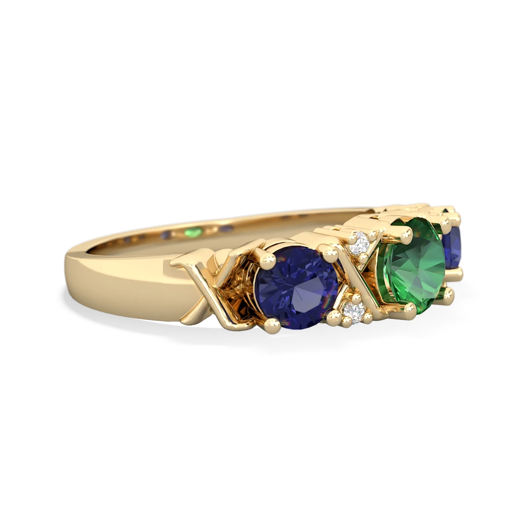 Lab Emerald Hugs And Kisses 14K Yellow Gold ring R5016