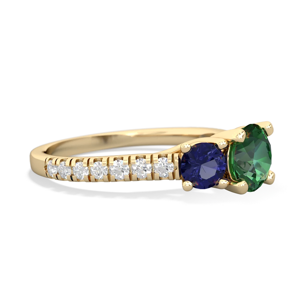 Lab Emerald Pave Trellis 14K Yellow Gold ring R5500