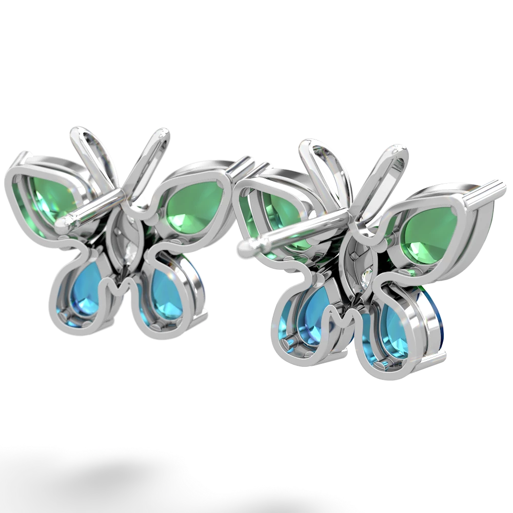 Lab Emerald Butterfly 14K White Gold earrings E2215