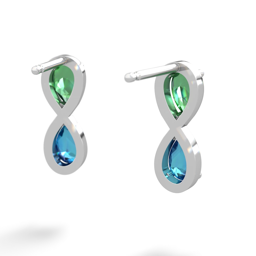 Lab Emerald Infinity 14K White Gold earrings E5050