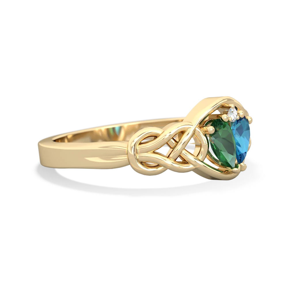 Lab Emerald Celtic Love Knot 14K Yellow Gold ring R5420