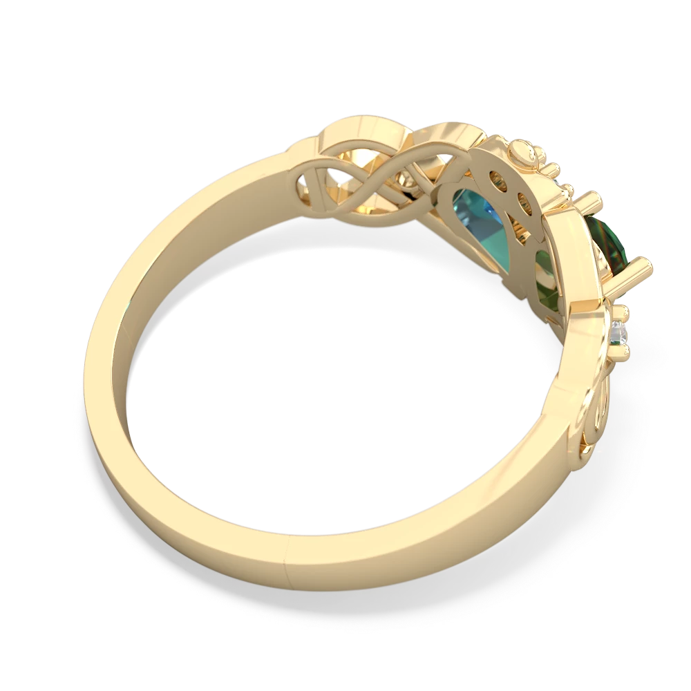 Lab Emerald 'One Heart' Celtic Knot Claddagh 14K Yellow Gold ring R5322