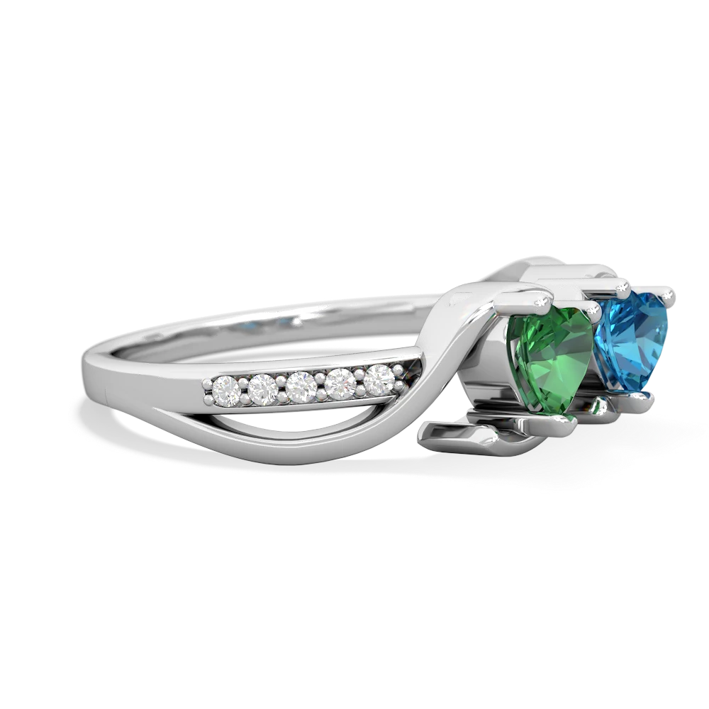 Lab Emerald Side By Side 14K White Gold ring R3090