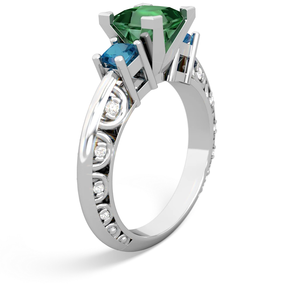 Lab Emerald Eternal Embrace Engagement 14K White Gold ring C2001