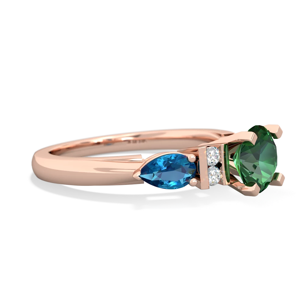 Lab Emerald 6Mm Round Eternal Embrace Engagement 14K Rose Gold ring R2005