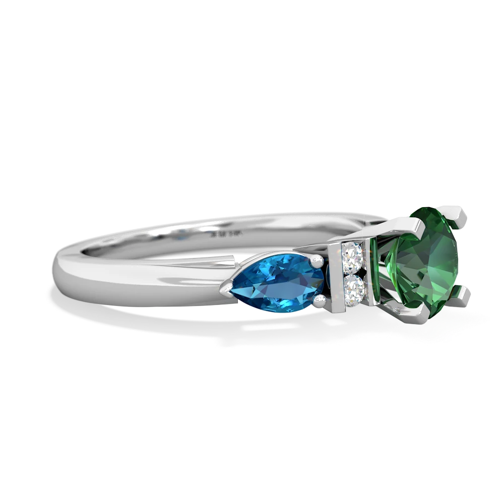 Lab Emerald 6Mm Round Eternal Embrace Engagement 14K White Gold ring R2005