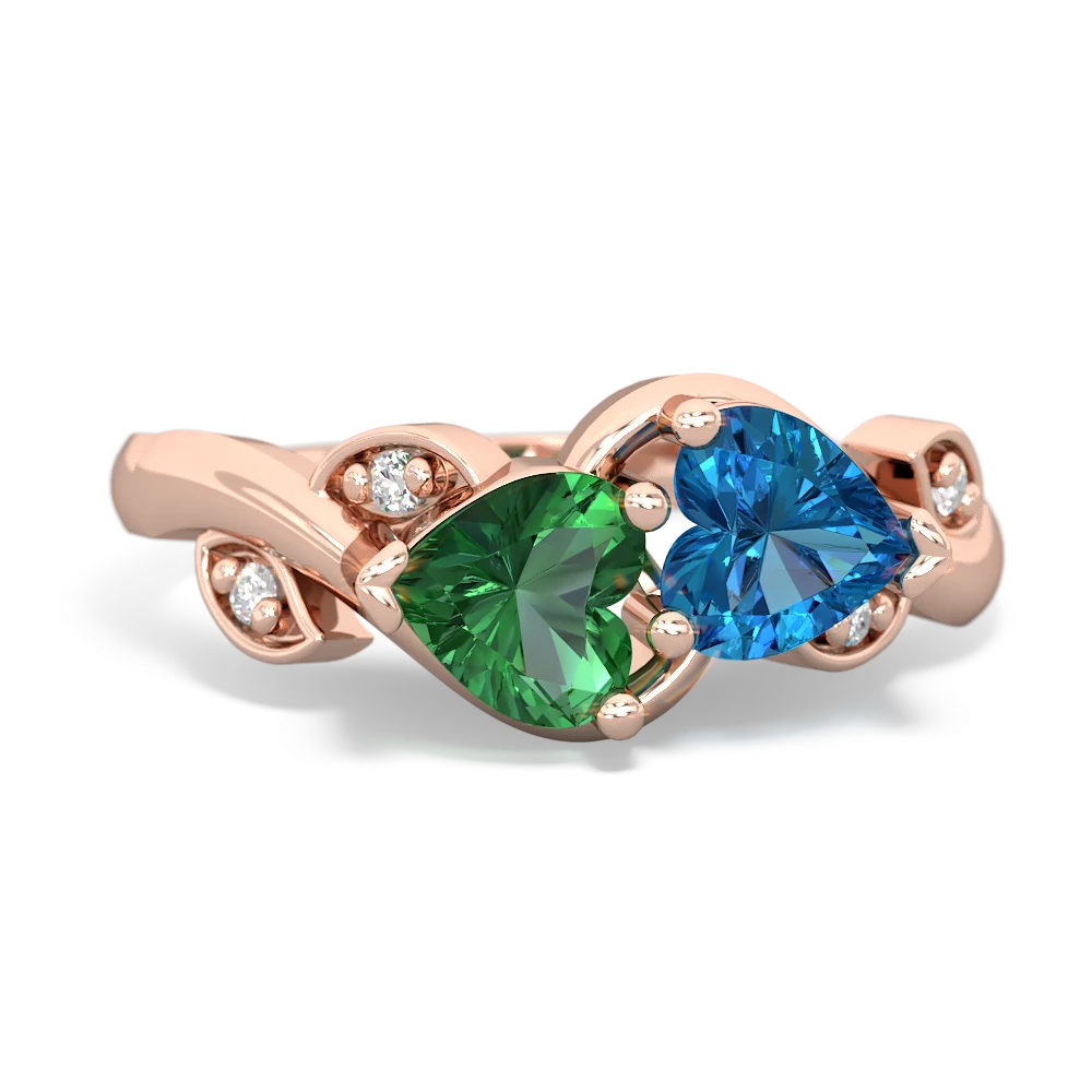 Lab Emerald Floral Elegance 14K Rose Gold ring R5790