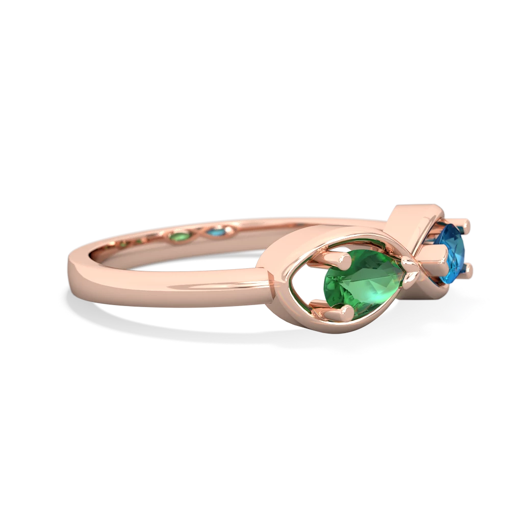 Lab Emerald Infinity 14K Rose Gold ring R5050