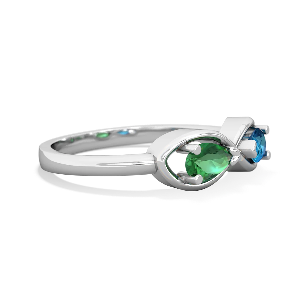 Lab Emerald Infinity 14K White Gold ring R5050