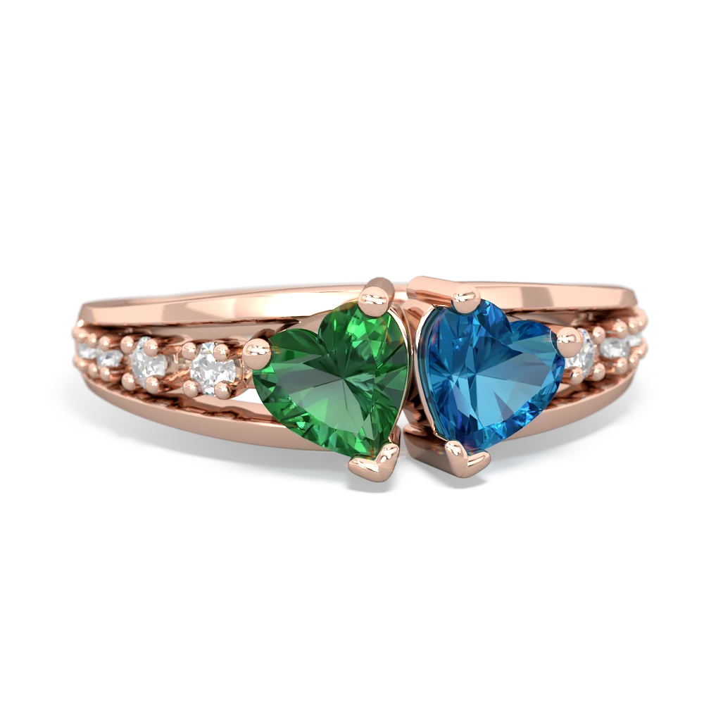 Lab Emerald Heart To Heart 14K Rose Gold ring R3342