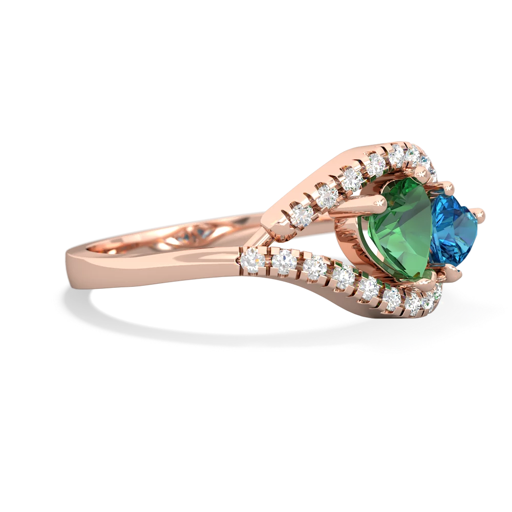 Lab Emerald Mother And Child 14K Rose Gold ring R3010