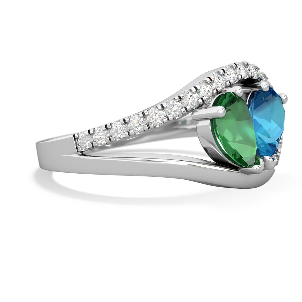 Lab Emerald Nestled Heart Keepsake 14K White Gold ring R5650