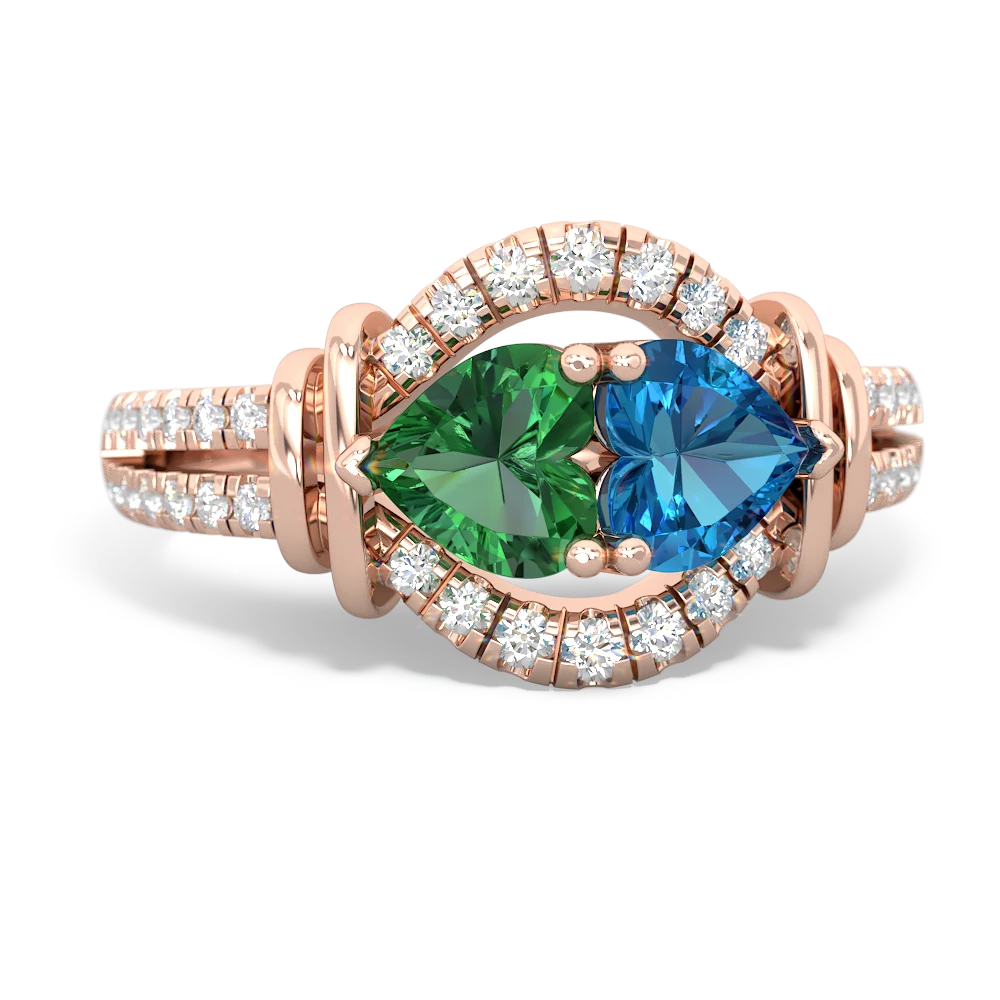 Lab Emerald Art-Deco Keepsake 14K Rose Gold ring R5630