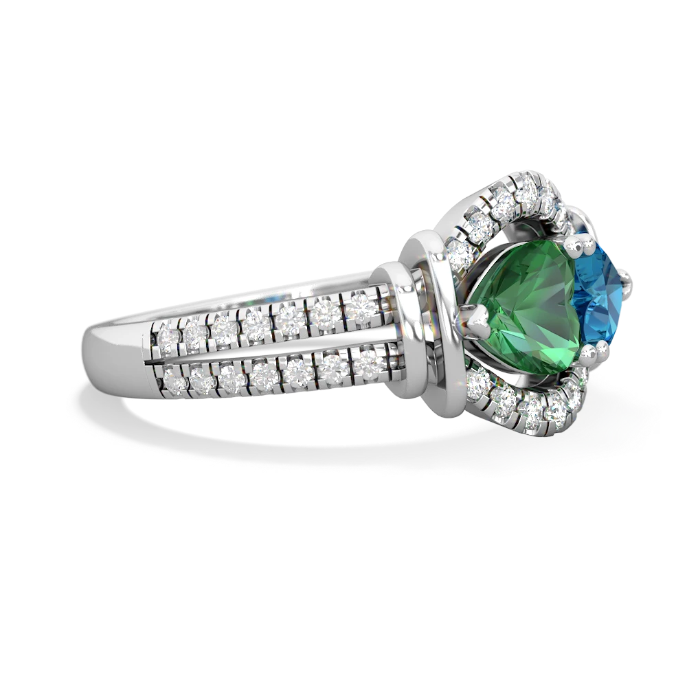 Lab Emerald Art-Deco Keepsake 14K White Gold ring R5630