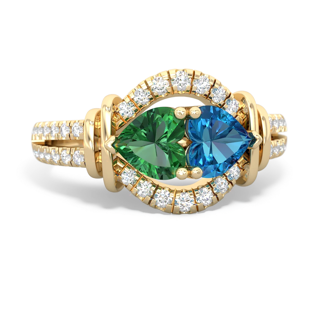 Lab Emerald Art-Deco Keepsake 14K Yellow Gold ring R5630