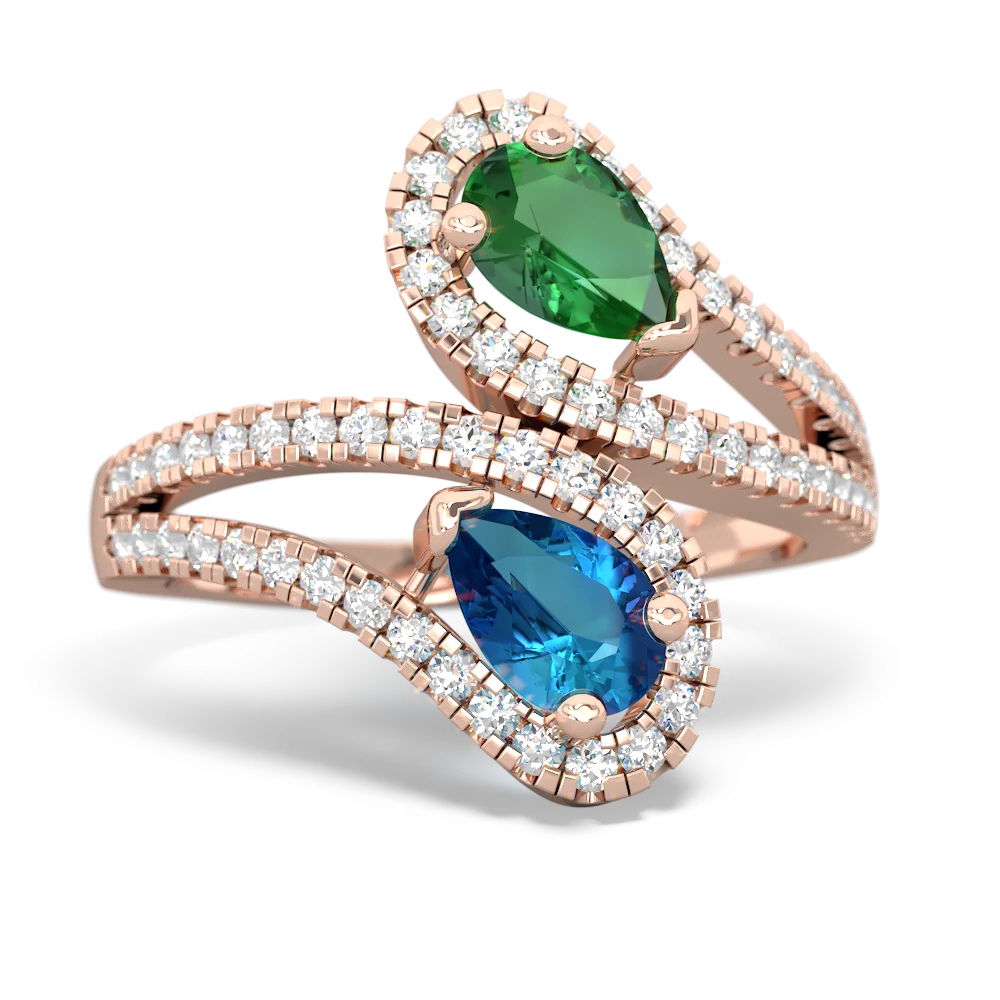 Lab Emerald Diamond Dazzler 14K Rose Gold ring R3000