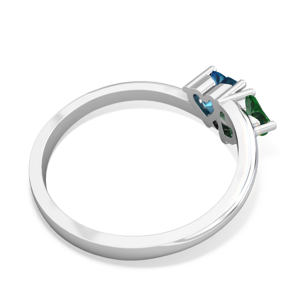 Lab Emerald Sweethearts 14K White Gold ring R5260