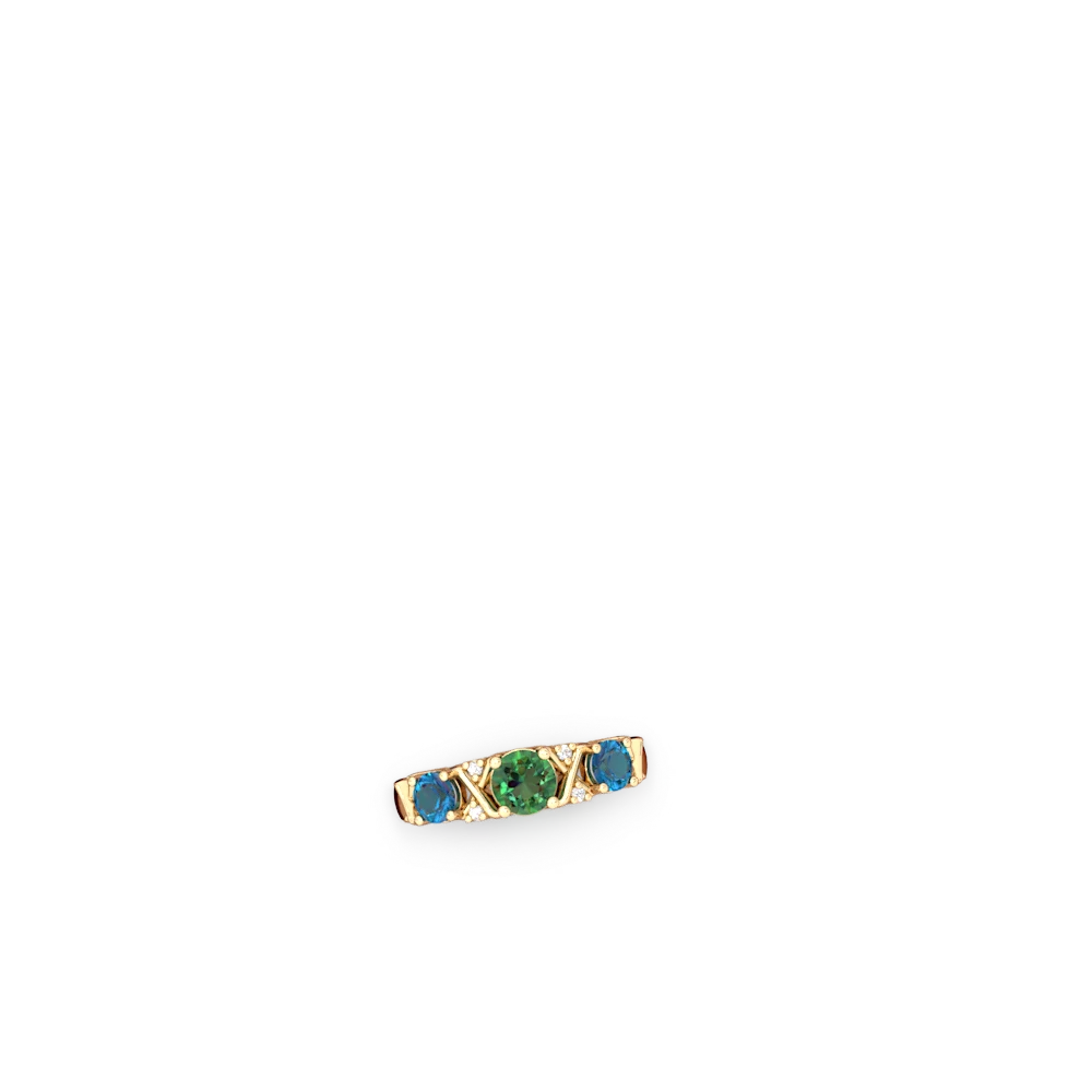 Lab Emerald Hugs And Kisses 14K Yellow Gold ring R5016