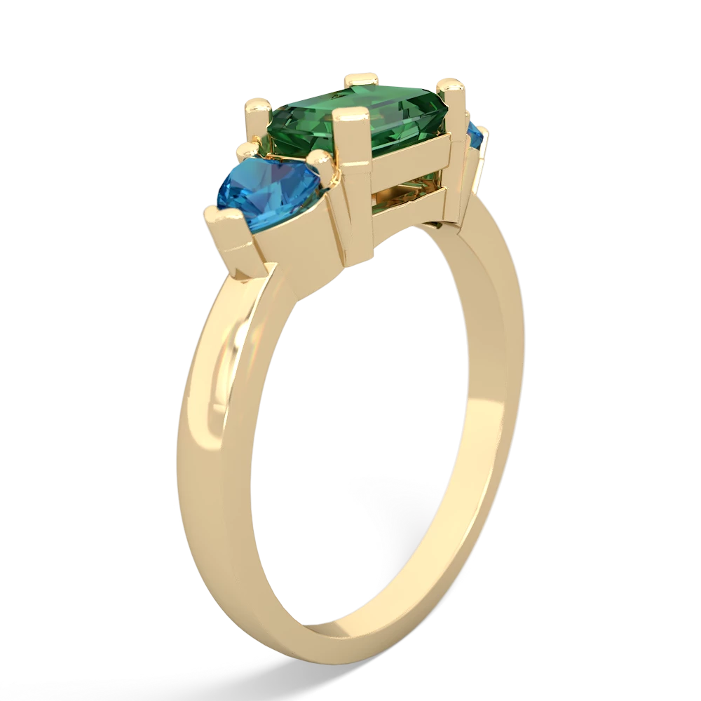 Lab Emerald Three Stone 14K Yellow Gold ring R5235