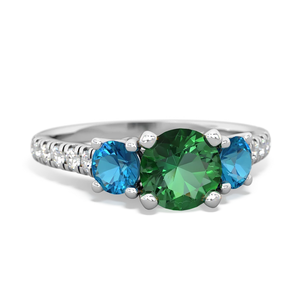 Lab Emerald Pave Trellis 14K White Gold ring R5500