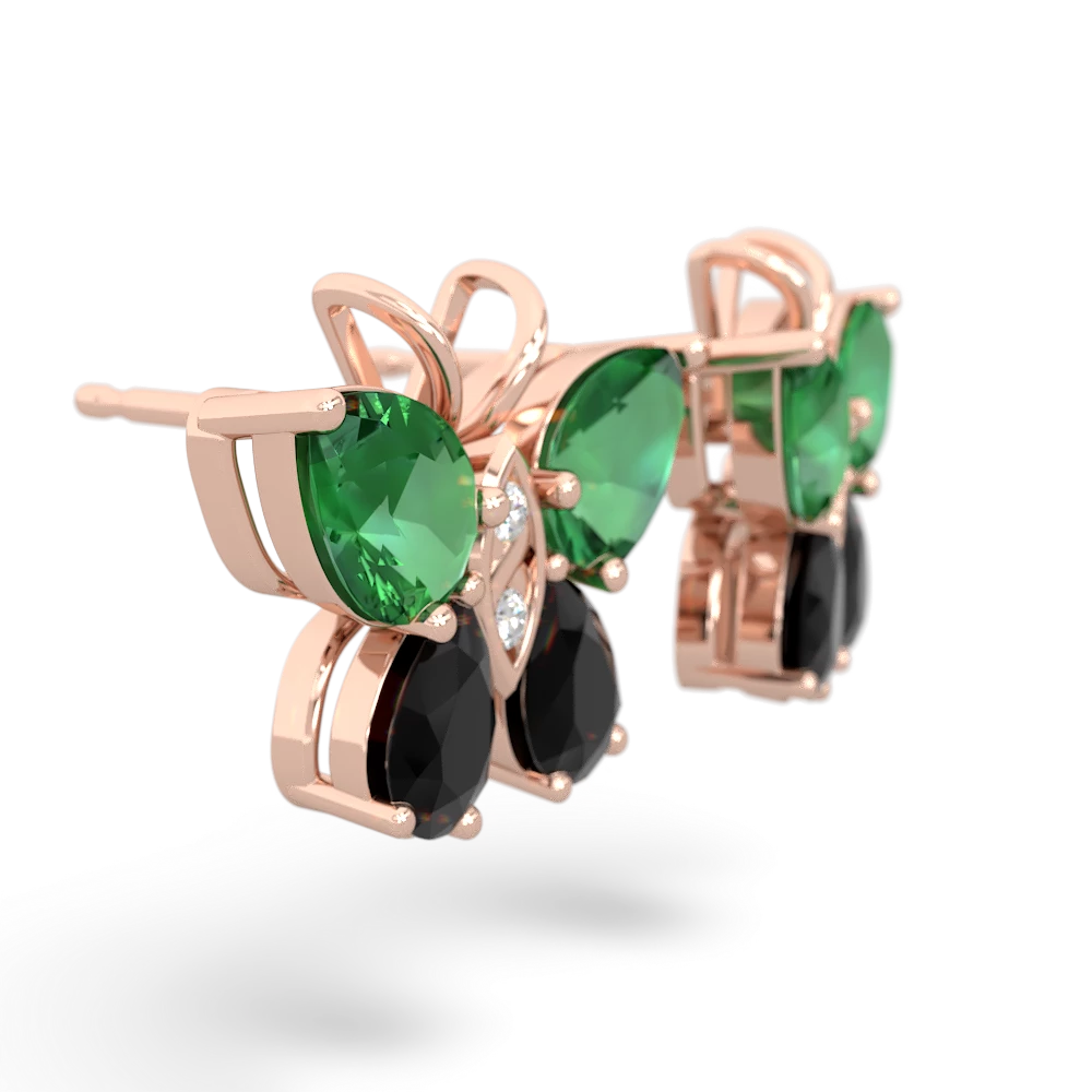 Lab Emerald Butterfly 14K Rose Gold earrings E2215