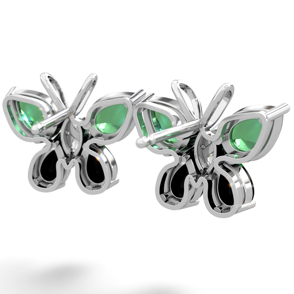 Lab Emerald Butterfly 14K White Gold earrings E2215