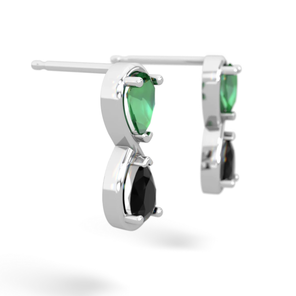 Lab Emerald Infinity 14K White Gold earrings E5050