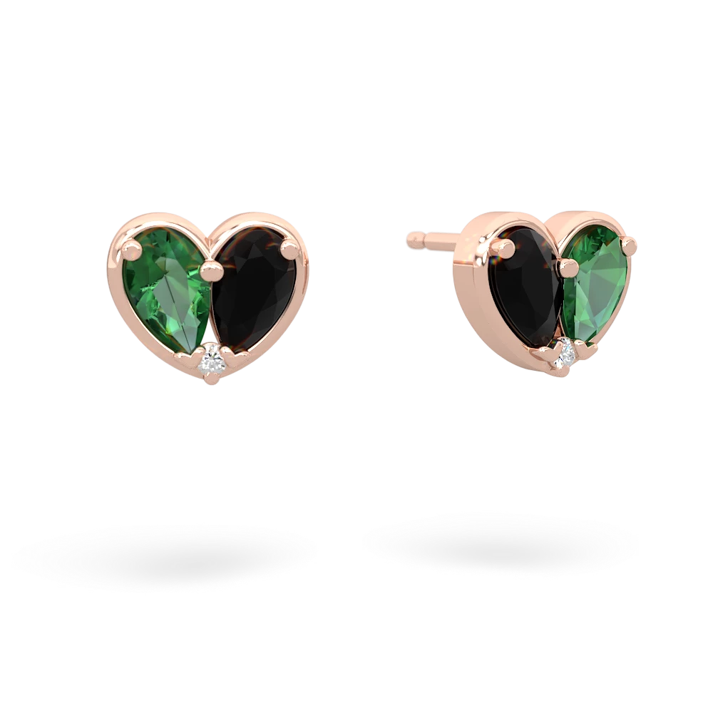 Lab Emerald 'Our Heart' 14K Rose Gold earrings E5072