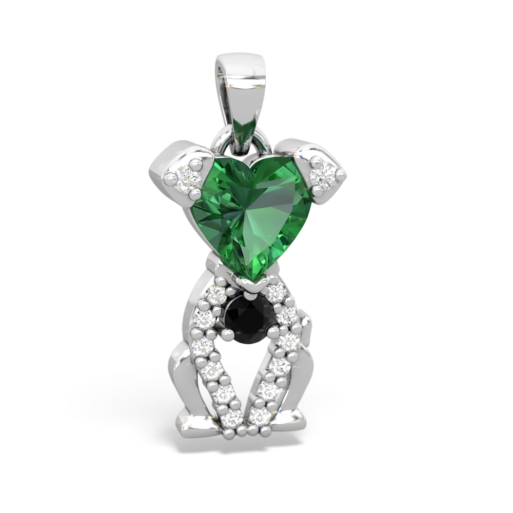 Lab Emerald Puppy Love 14K White Gold pendant P5800