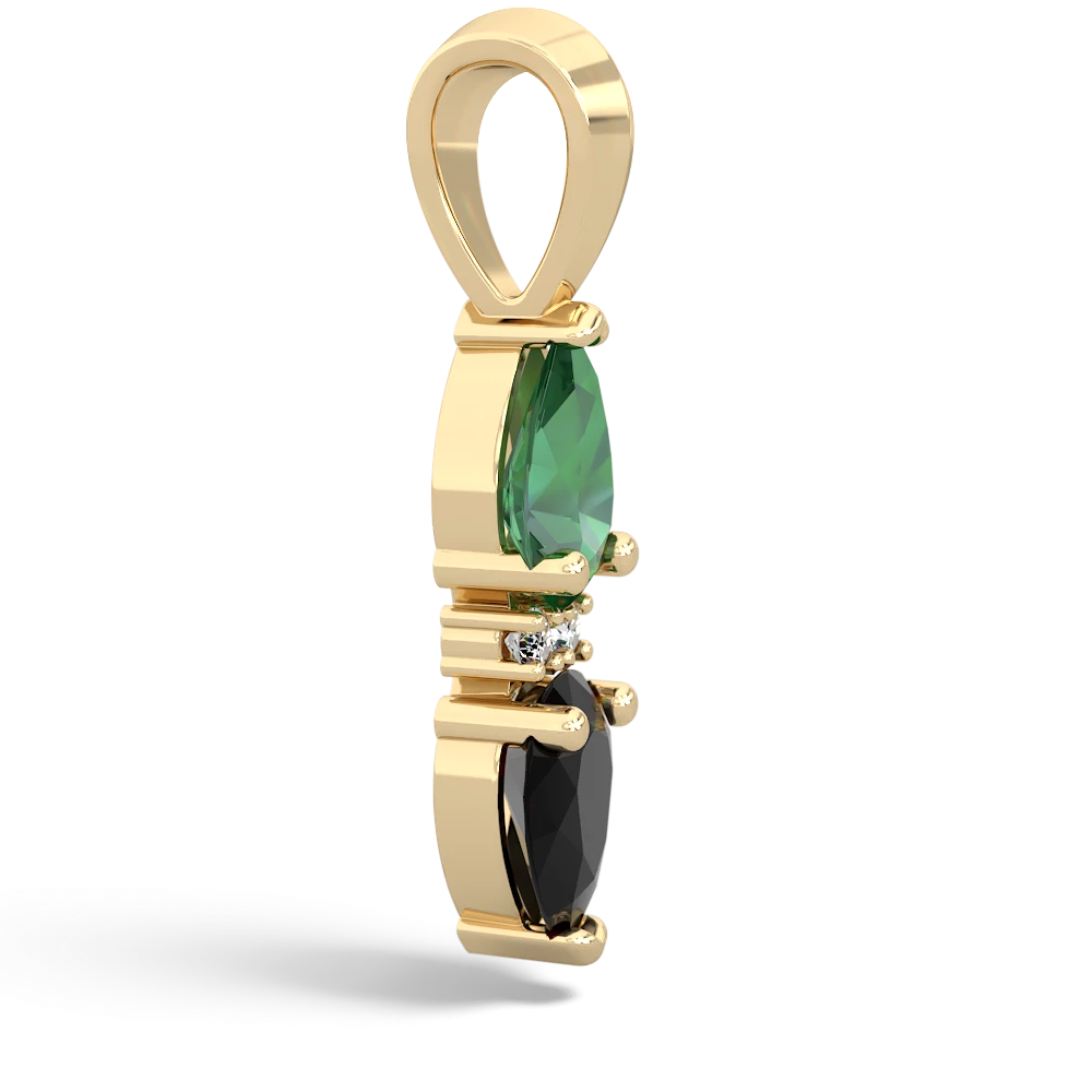Lab Emerald Bowtie Drop 14K Yellow Gold pendant P0865