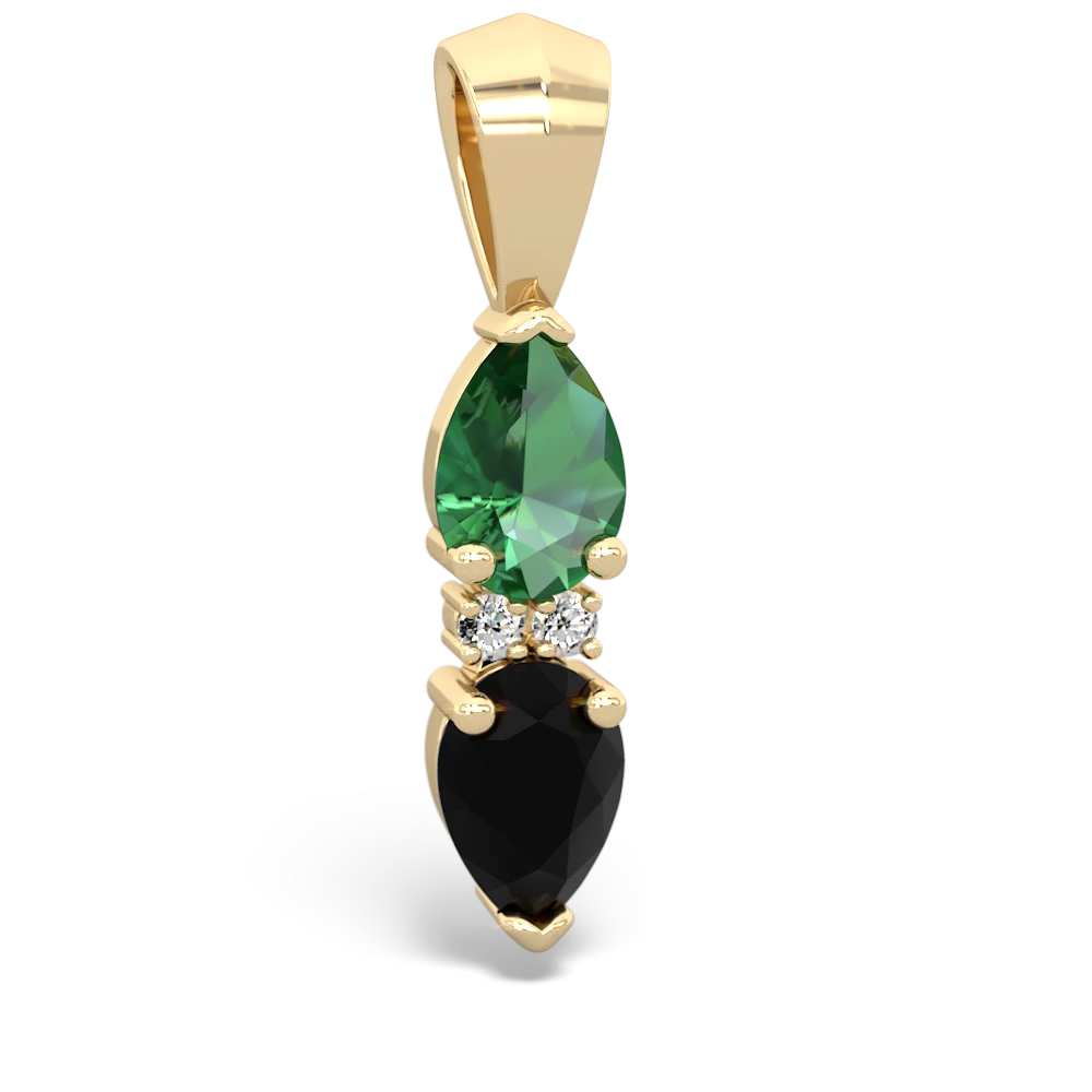Lab Emerald Bowtie Drop 14K Yellow Gold pendant P0865