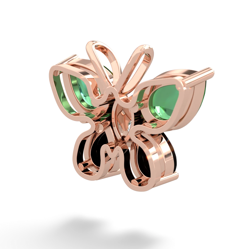 Lab Emerald Butterfly 14K Rose Gold pendant P2215