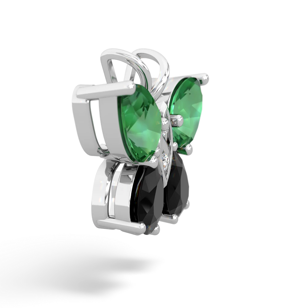 Lab Emerald Butterfly 14K White Gold pendant P2215