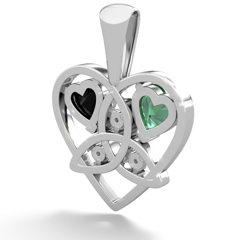 Lab Emerald Celtic Trinity Heart 14K White Gold pendant P5331