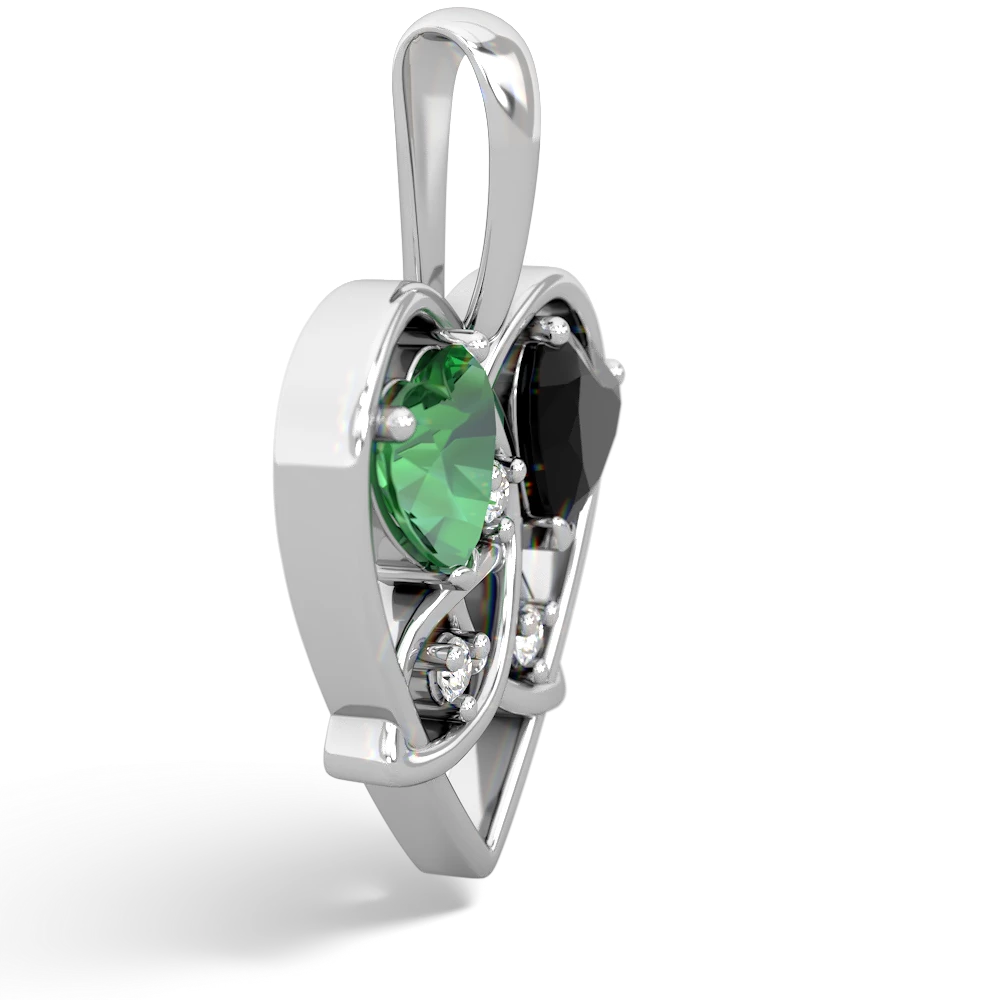 Lab Emerald Celtic Trinity Heart 14K White Gold pendant P5331