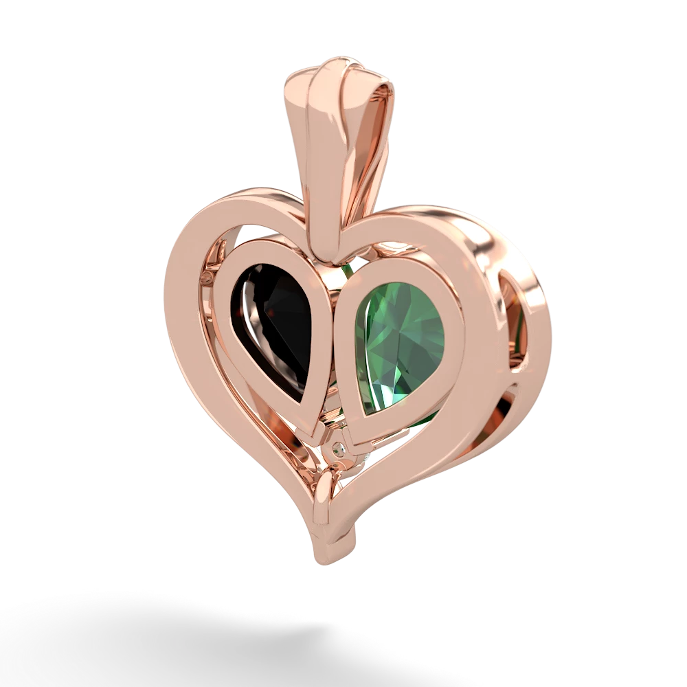 Lab Emerald Two Become One 14K Rose Gold pendant P5330